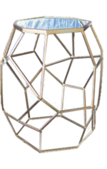 Geometric Mirror Top Side Table in Gold