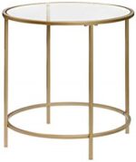 Glass and Metal Round Side Table in Gold