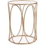 Oval Rose Goldtone Side Table with Glass Top