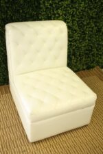 White Tufted Vinyl Single Seat With Backrest