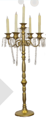 Metallic chandelier with Crystal ornaments.