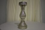 Silver mercury round candle holder tall