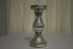 Silver mercury round candle holder medium