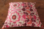 Pillowcase Ikat Sand/Hot Pink/Orange w/back Tergal 19"x19"