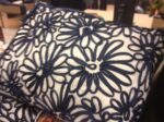 Pillowcase Shantug Off white & Flowers Navy Blue 15"x15"