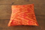 Pillowcase Ikat Cotton Orange & Red Burn Tergal 15"x15"