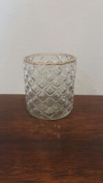 Gold Rimmed Glass Tealight Candle Holder