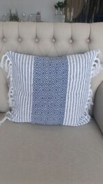 Pillowcase Blue Geometric Design & White Strips 19"x19"