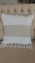 Pillowcase Grey Geometric Design & White Strips 19"x19"