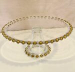 Clear with Gold Beads Cake Stand 6.5"