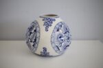 Off white w/ blue flowrs ceramic Vase 5" (BOWL)