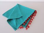 Napkin Turquoise with Red Pompon