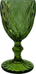 Green cut water goblet